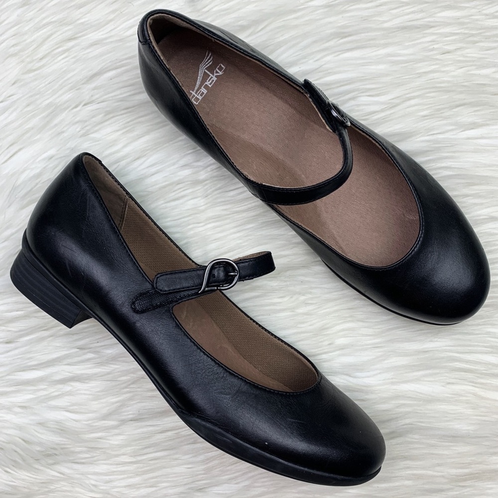 Dansko Kaelyn Mary Jane Shoe Black Leather Size 39 US 9